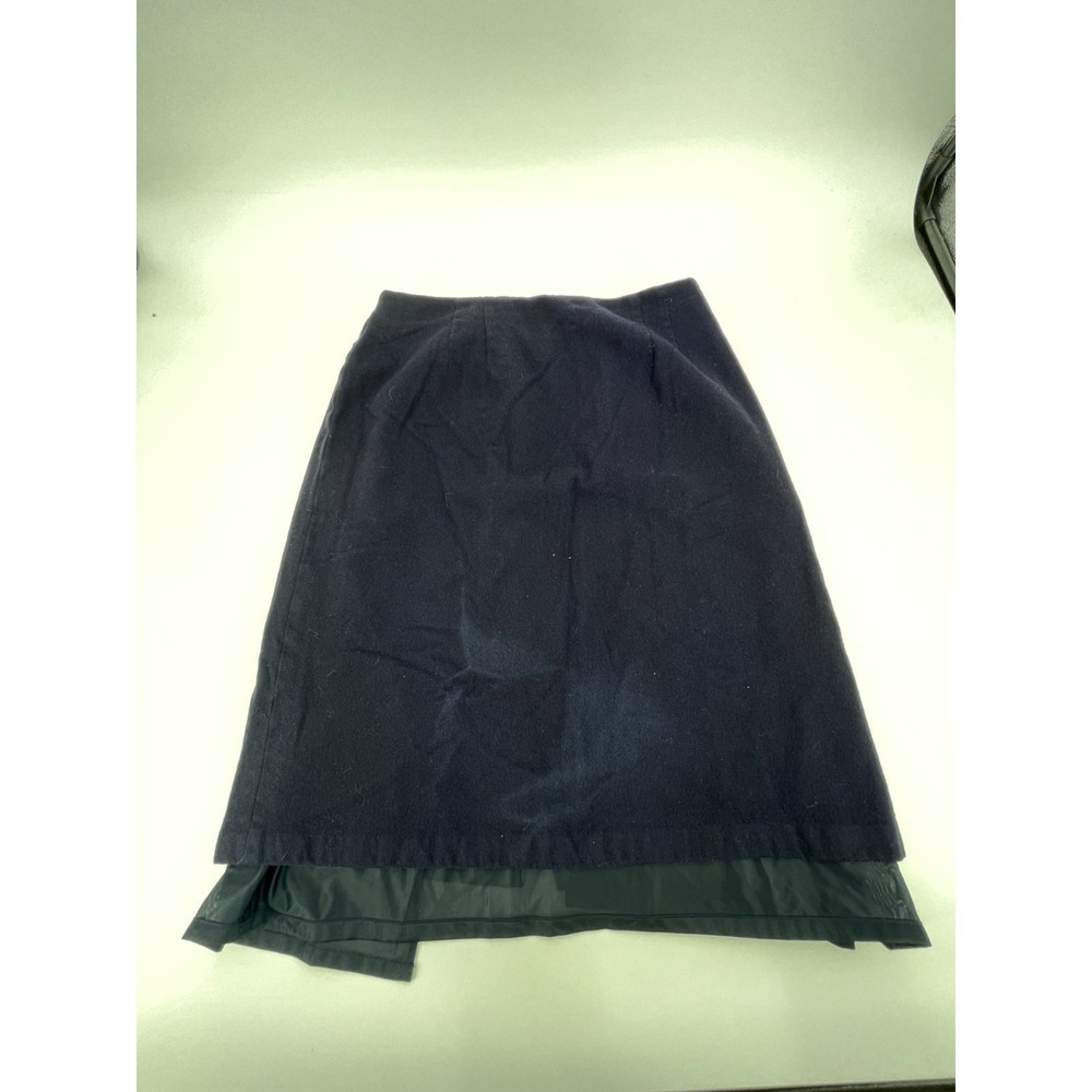 Sag Harbor A line Midi Skirt Womens 22W‎ Navy Blue Wool Lined Pleated Back Zip